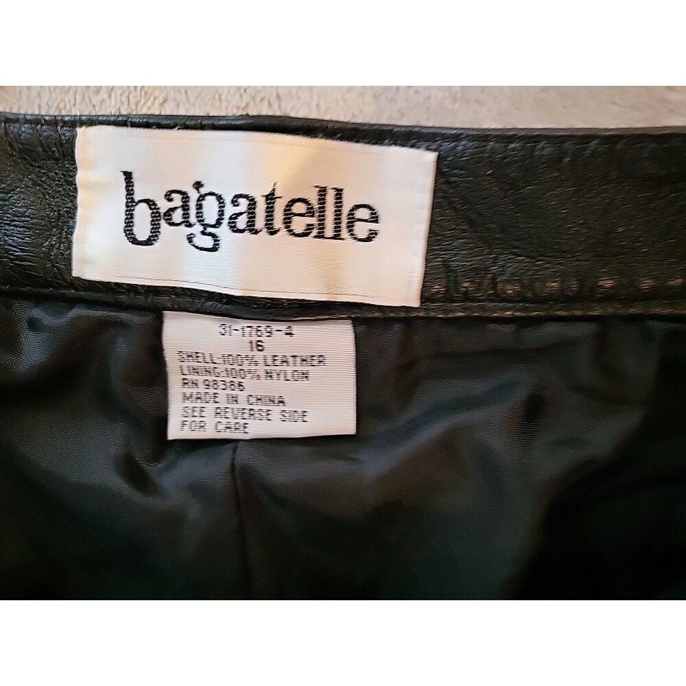 VTG Bagatelle High Rise Leather Pants Womens Sz 16 Straight Leg Lined Black Moto - Picture 9 of 11